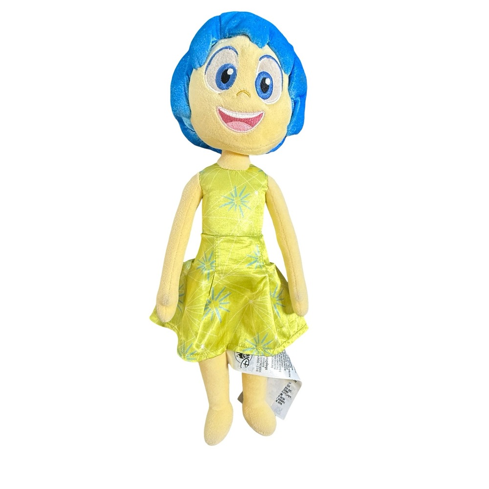 Disney Pixar Inside Out 2 Joy Plush Doll 14" Blue Hair Green Dress FAC-044718